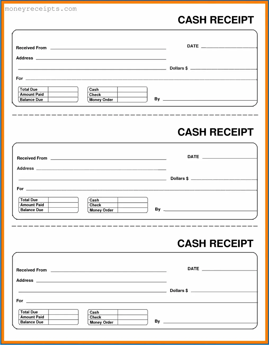 Fill a Valid Cash Receipt Template